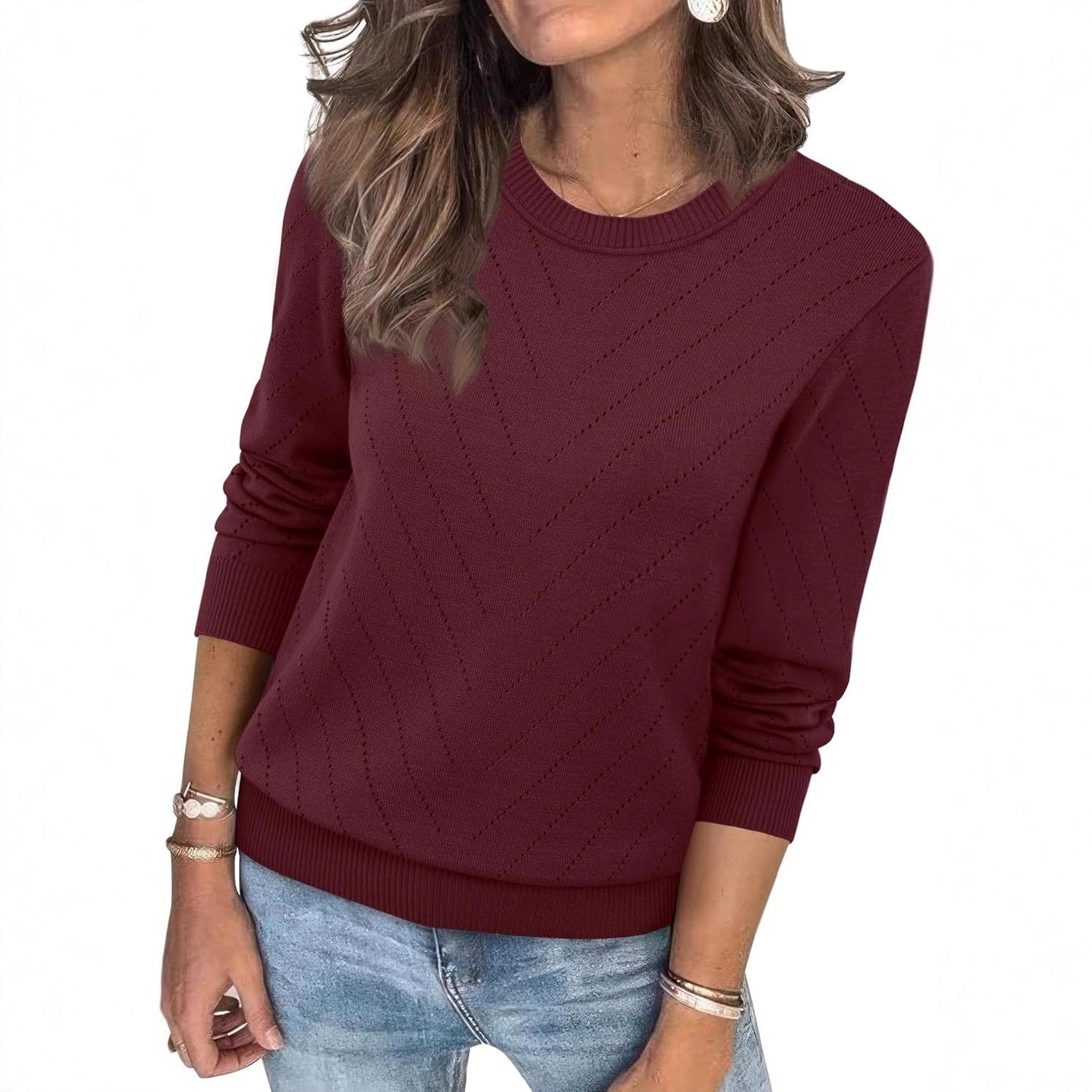 Damen eleganter gestreifter Pullover R&B