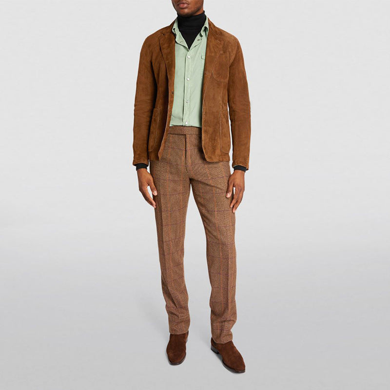 Herren modischer Wildlederblazer mit praktischen Taschen und elegantem Schnitt
