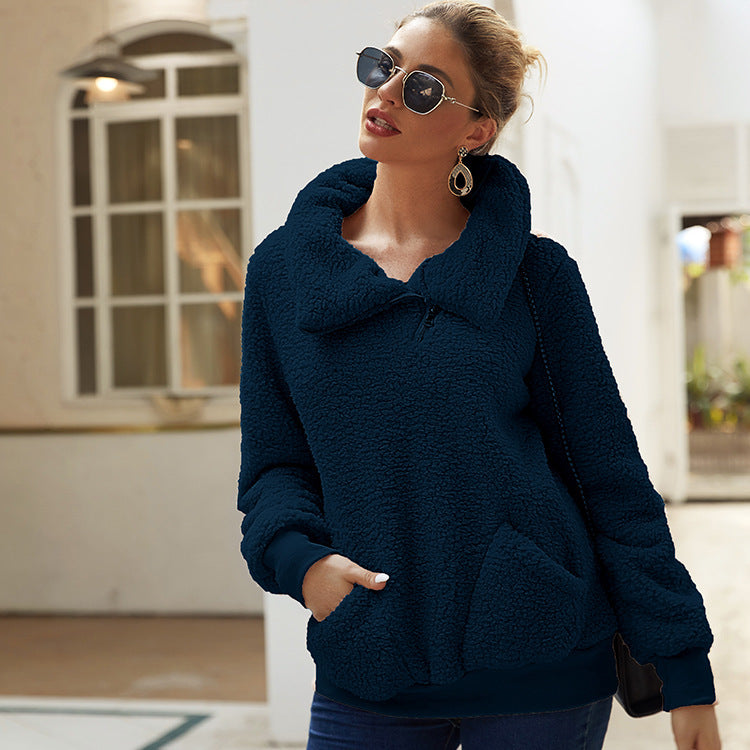 Damen Fleecejacke mit hohem Kragen und praktischen Taschen R&B