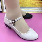 Damen elegante Ballerinas mit modischem Riemen und bequemem Blockabsatz R&B
