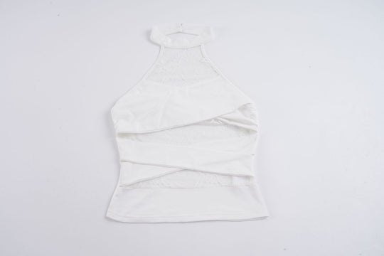 Damen Halter-Top mit elegantem Spitzenbesatz und raffinierten Rüschendetails R&B
