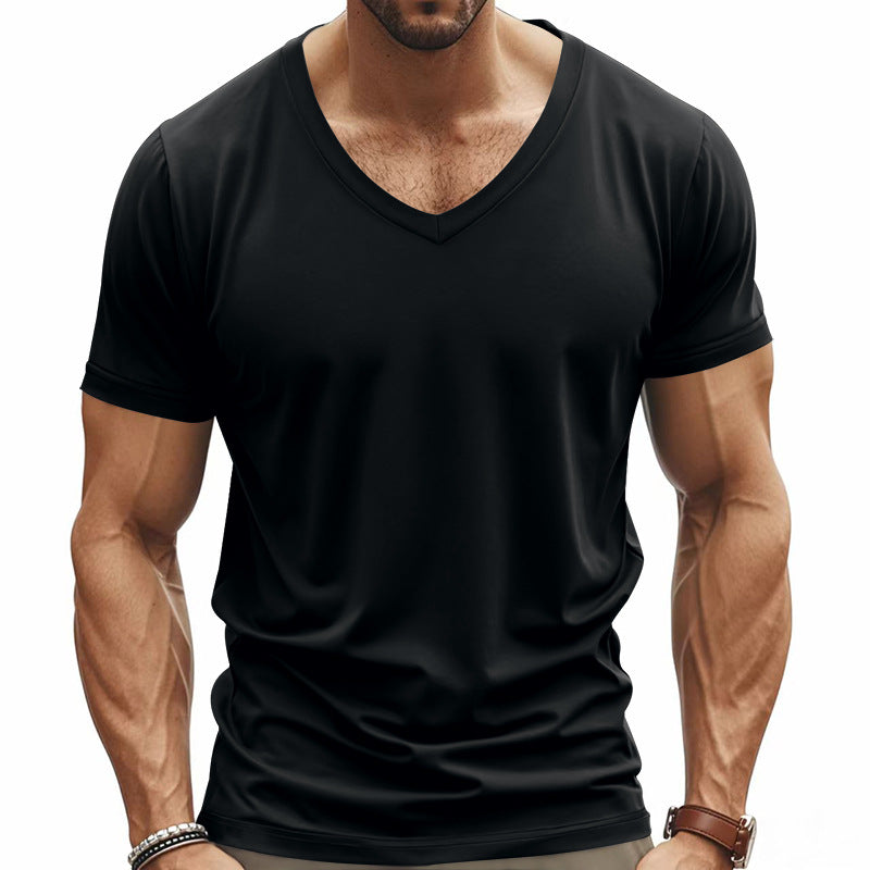 Herren nan V-Ausschnitt Funktionsshirt aus leichtem Interlock mit figurnahem Schnitt R&B