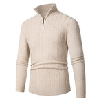Herren modischer Strickpullover mit hochschließendem Reißverschluss und strukturiertem Design