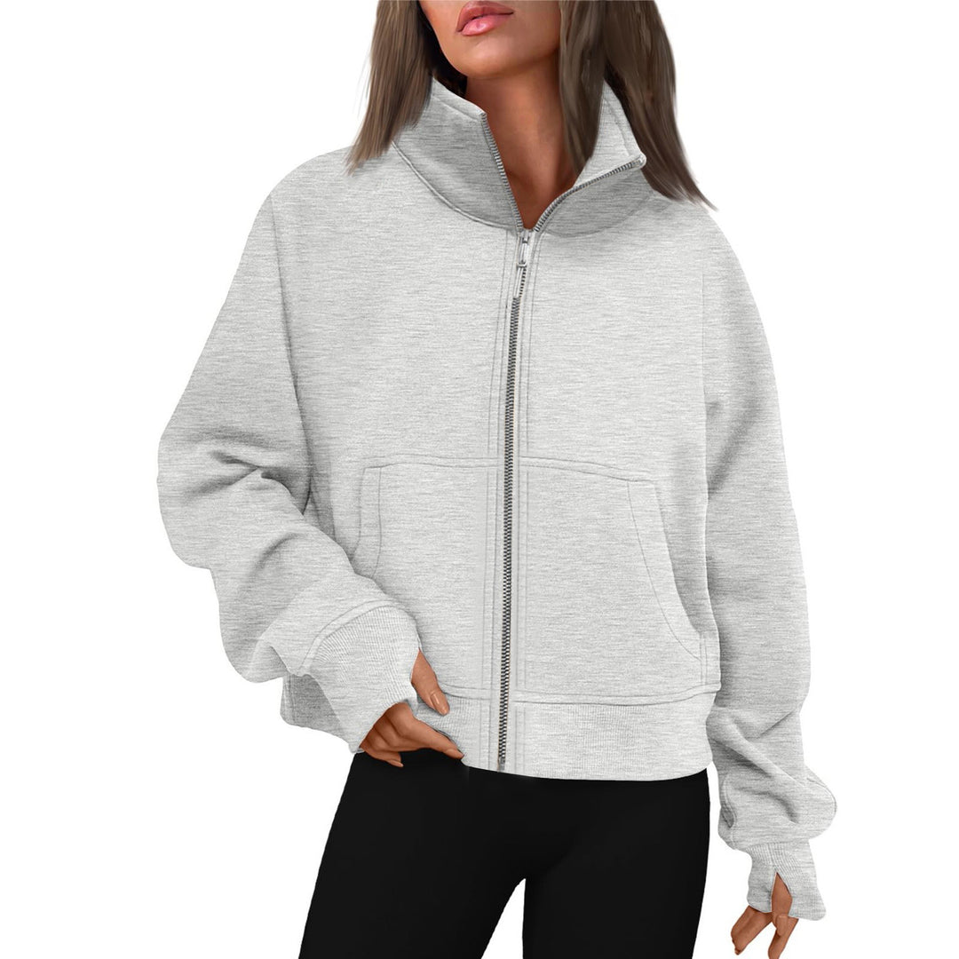 Damen bequeme Sweatjacke mit hohem Kragen R&B