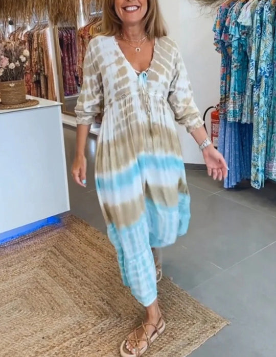Damen Sommerliches Kaftan-Kleid mit raffiniertem Bindeband und Hüftakzenten Heidi-Mode