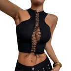 Damen Crop-Top mit dekorativem Schnür-Detail R&B
