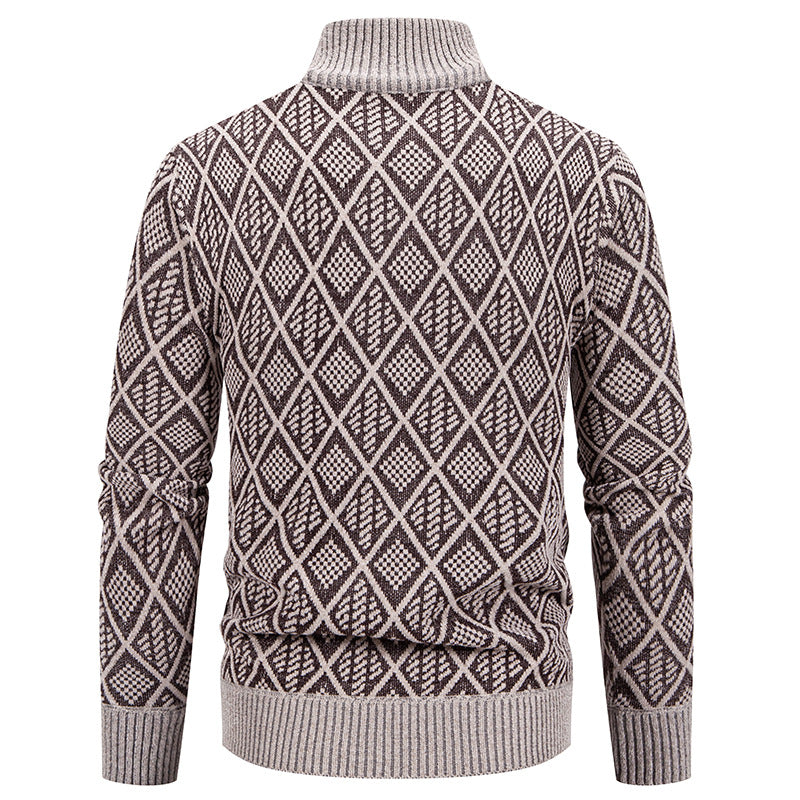 Herren modische Strickjacke mit grafischem Zipper-Design