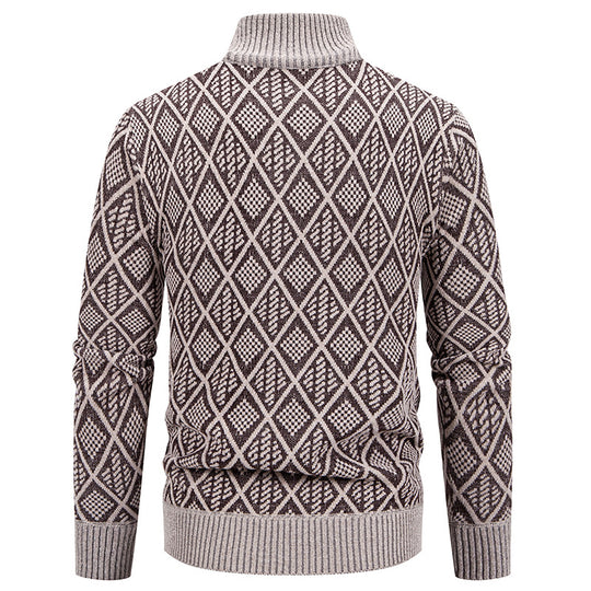 Herren modische Strickjacke mit grafischem Zipper-Design R&B
