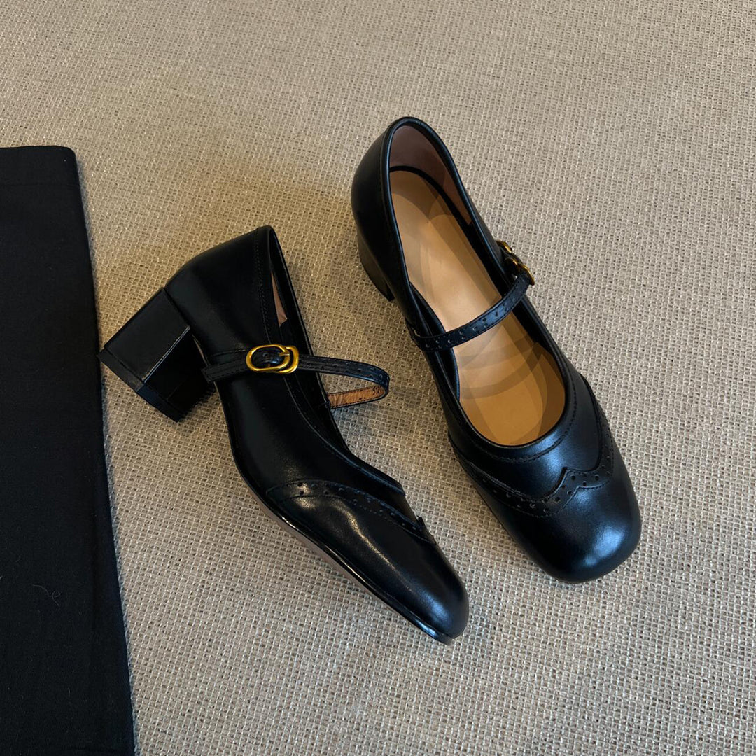 Damen elegante Mary Janes mit modischem Riemen und hochwertiger Ledersohle R&B