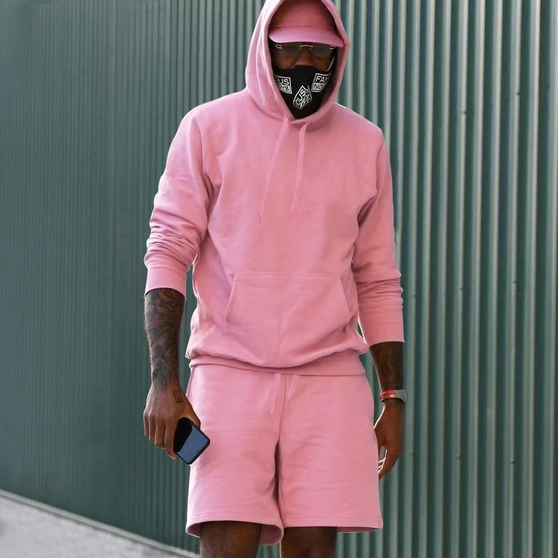 R&B Herren Hoodie-Shorts-Set mit Kängurutasche