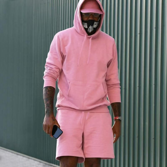 R&B Herren Hoodie-Shorts-Set mit Kängurutasche