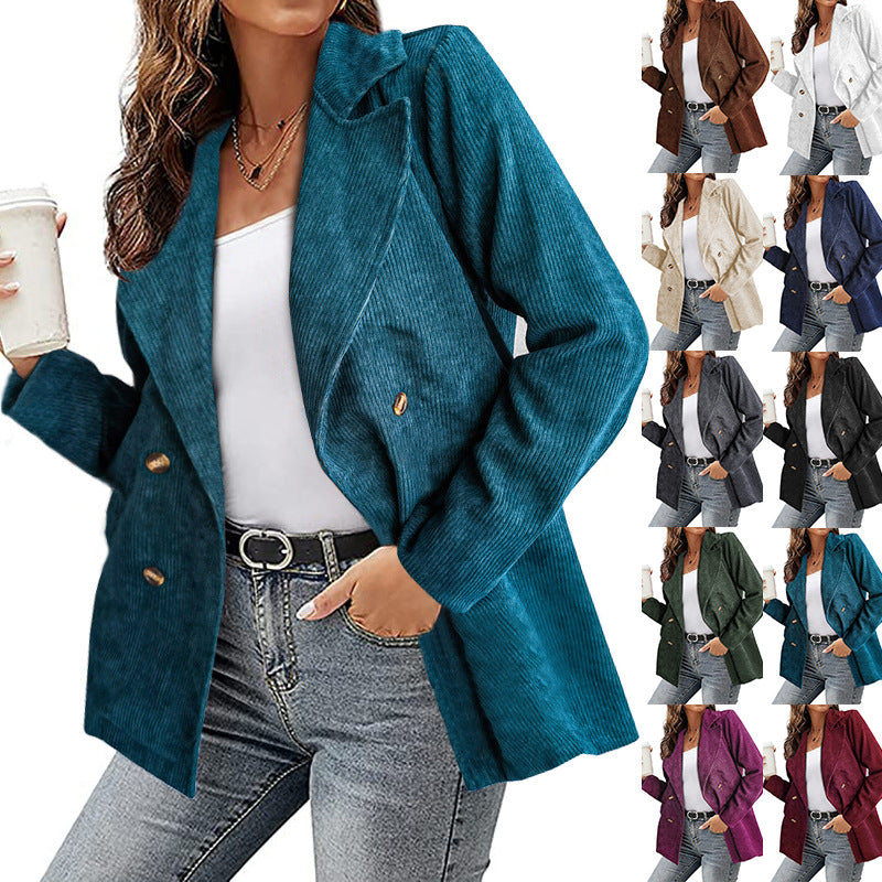 Damen Cordjacke im modernem Schnitt mit schickem Revers und zwei praktischen Taschen R&B
