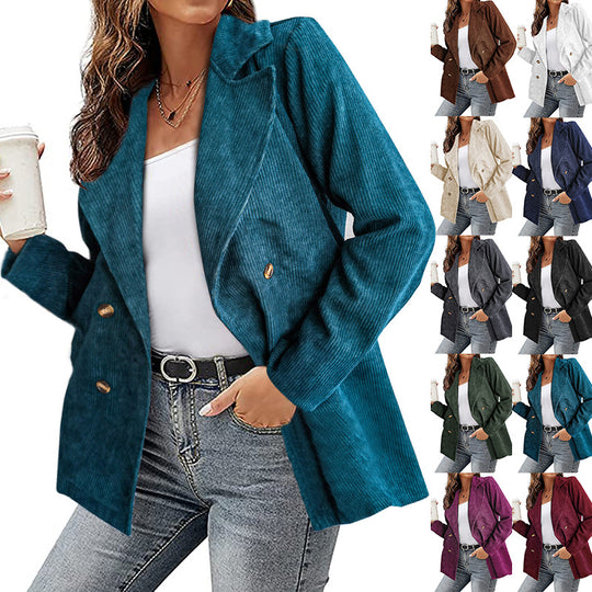 Damen Cordjacke im modernem Schnitt mit schickem Revers und zwei praktischen Taschen R&B
