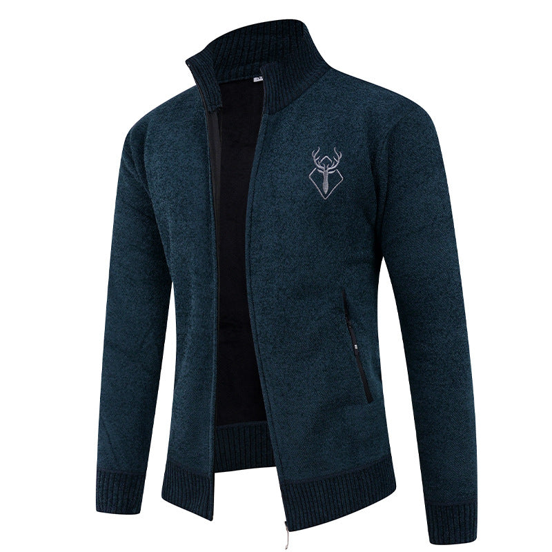 Herren Strickjacke mit hohem Kragen und praktischen Reißverschlusstaschen R&B