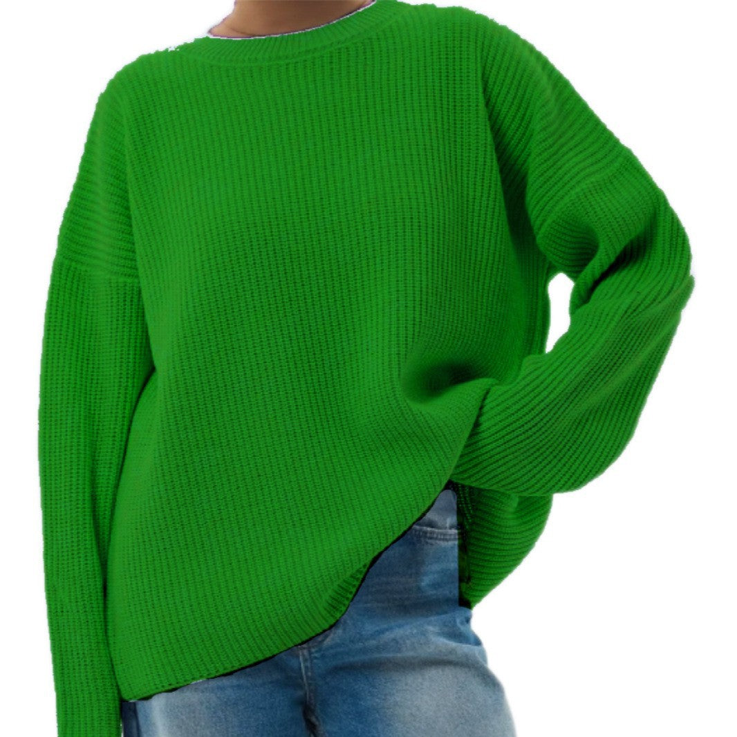 Damen Lässiger Grobstrickpullover mit weiten Ärmeln und modernem Schnitt R&B