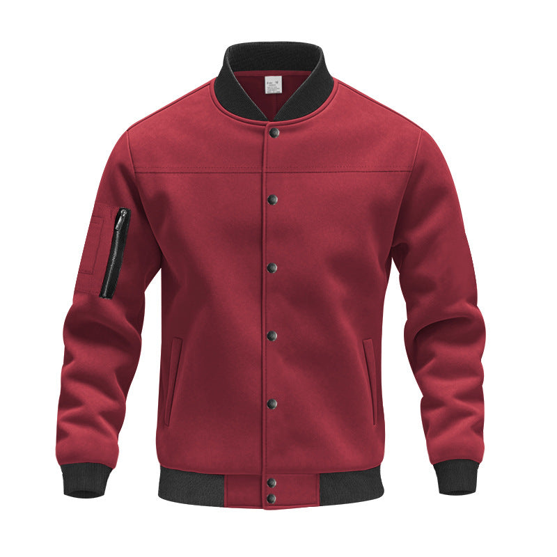 Herren modische Collegejacke mit praktischen Reißverschlusstaschen und elastischen Bündchen R&B