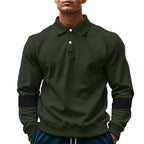 Herren modischer Langarmpullover mit poloartigen Details und kontrastierenden Ärmelbündchen R&B