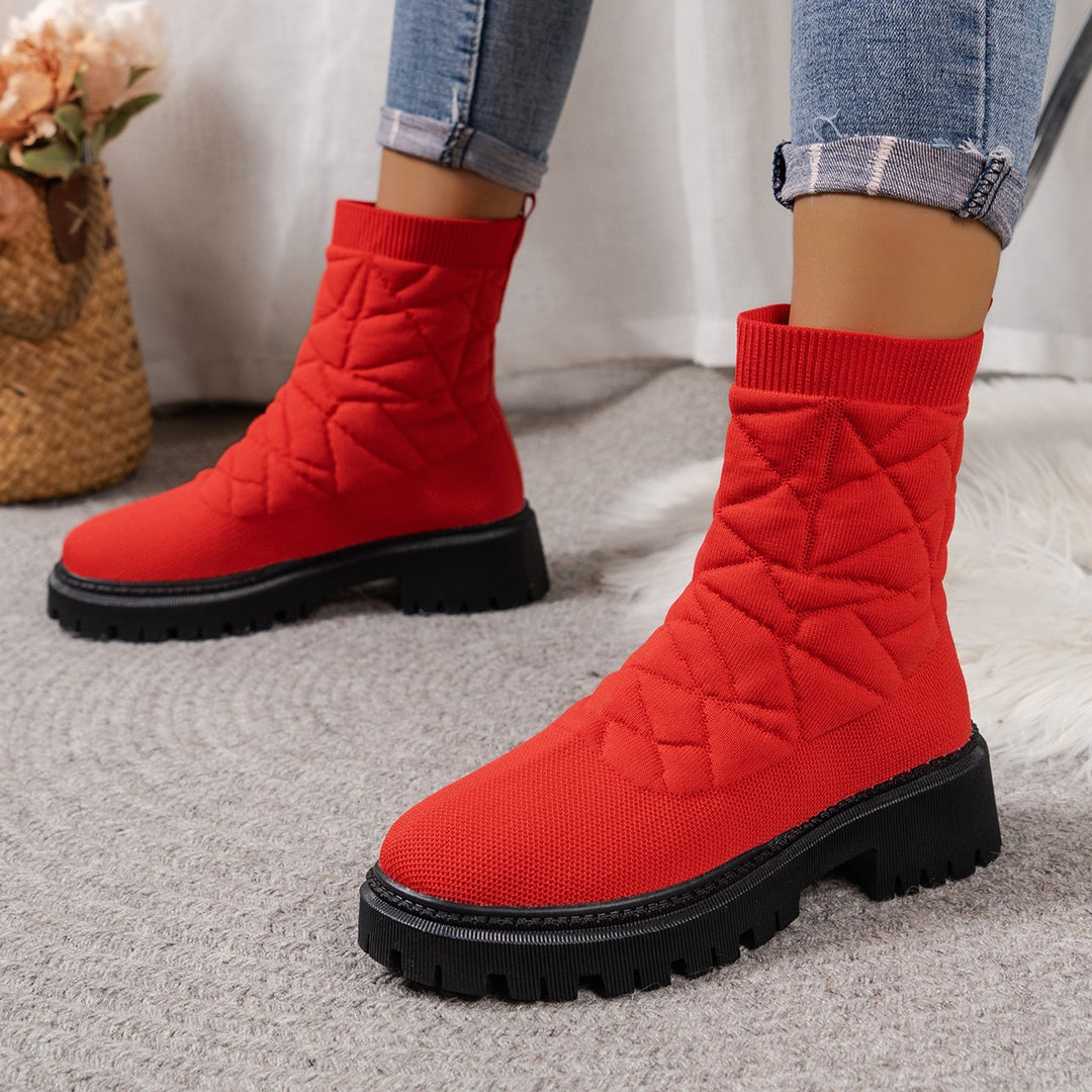 Damen Modische Stiefel mit strukturiertem Obermaterial und rutschfester Profilsohle R&B