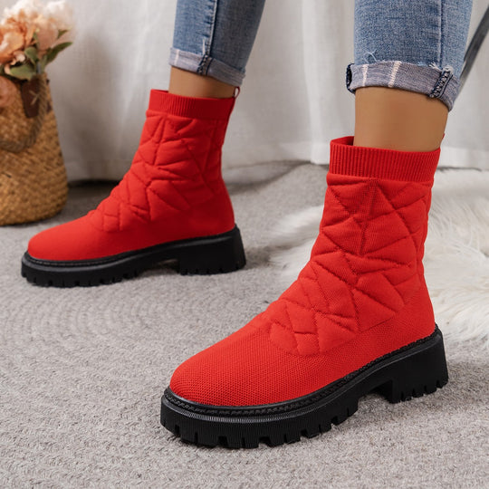 Damen Modische Stiefel mit strukturiertem Obermaterial und rutschfester Profilsohle R&B