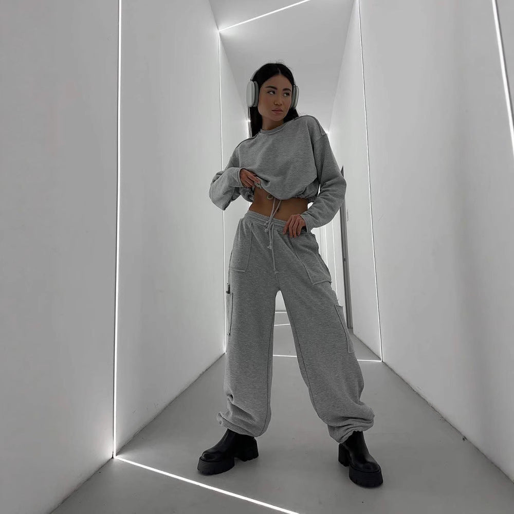 Damen lässiges Sweatshirt mit elastischem Tunnelzug R&B