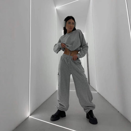 Damen lässiges Sweatshirt mit elastischem Tunnelzug R&B