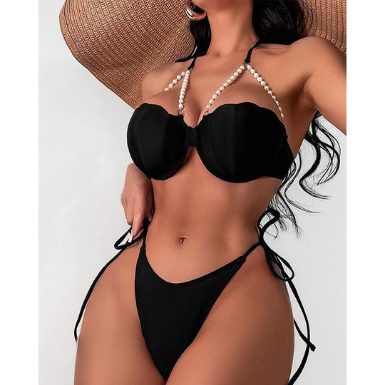 Damen Bikini mit Muschel-Design und eleganten Perlendetails R&B