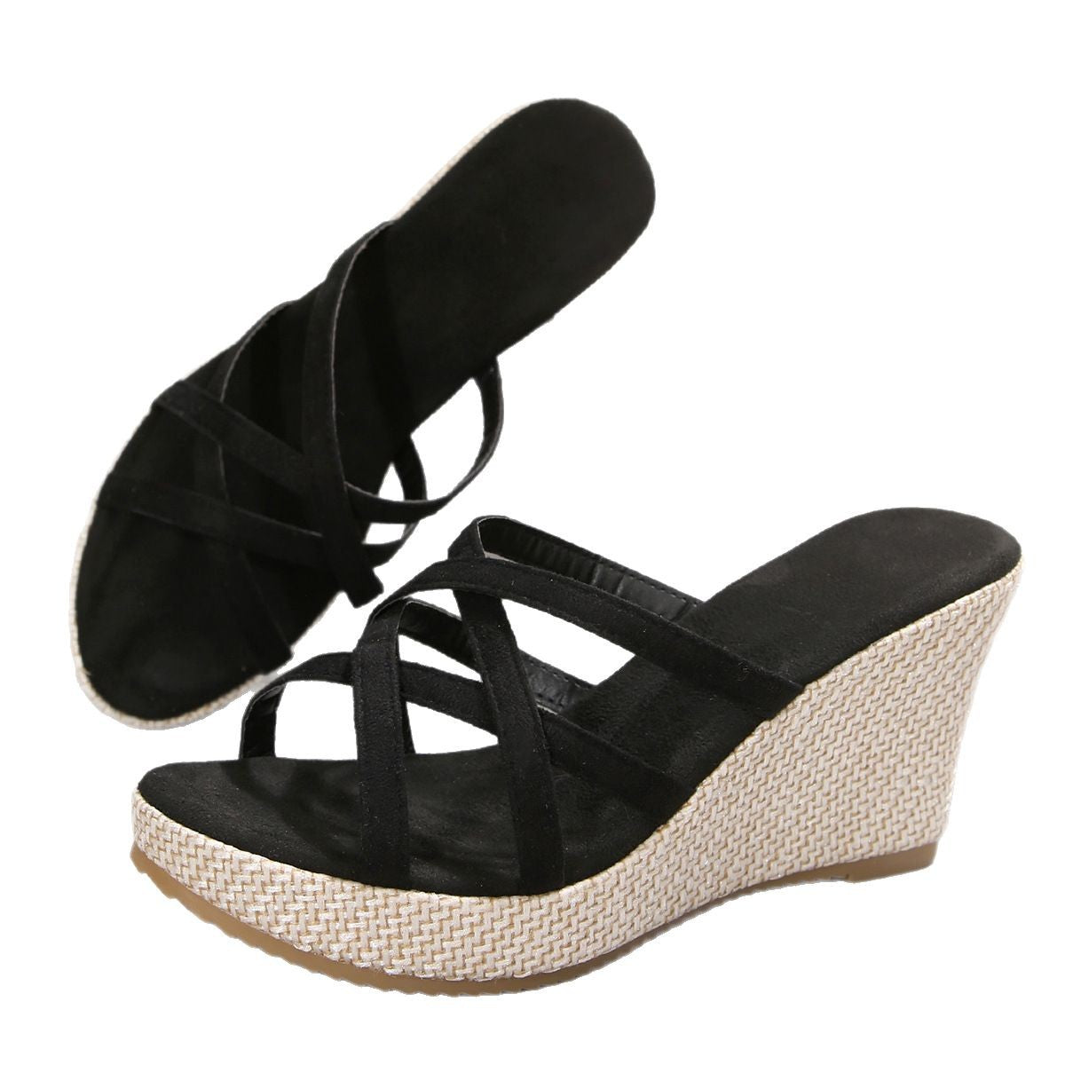 Damen Keil-Sandalen mit raffiniertem Kreuzriemen-Design und komfortabler Fußbettgestaltung R&B