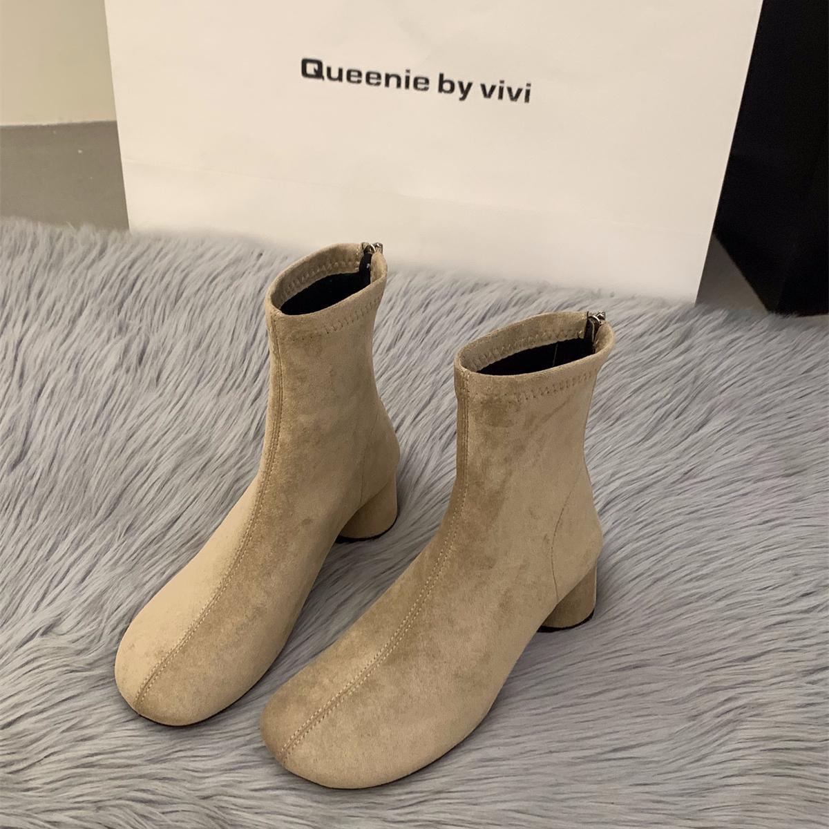 Damen Elegante Stiefeletten mit modischem Blockabsatz und Reißverschluss R&B
