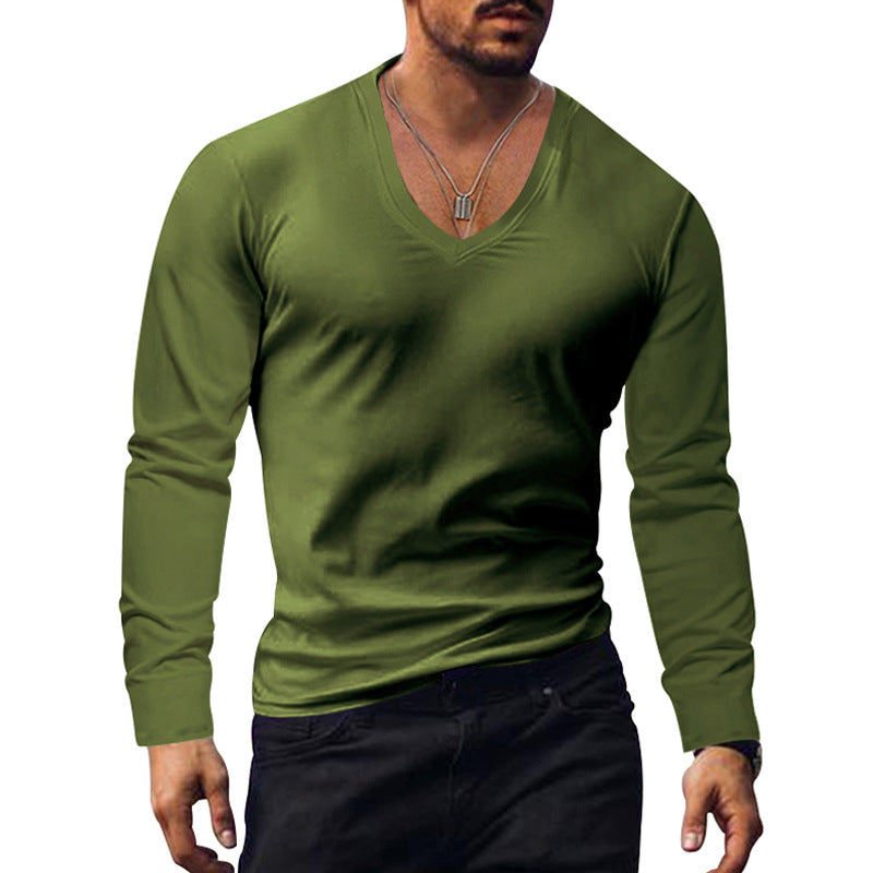 Herren Langarm V-Ausschnitt T-Shirt R&B