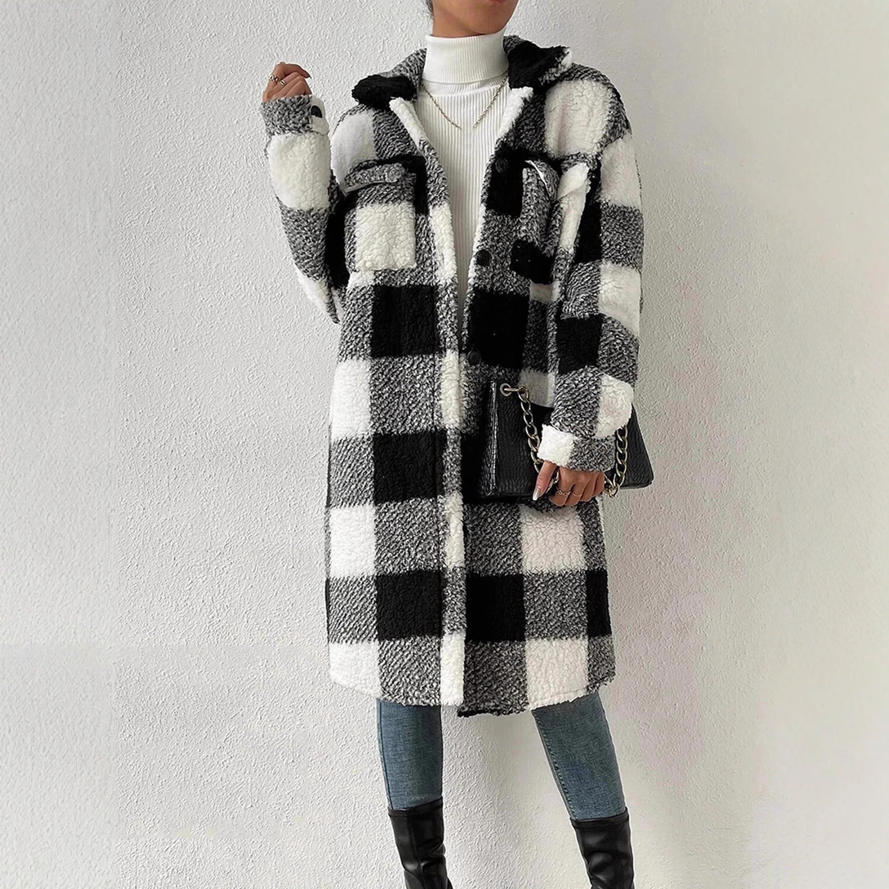Damen Kuschelige Karojacke R&B