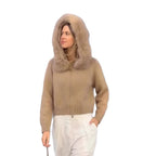 Damen Kuschelige Strickjacke mit Fellkragen R&B