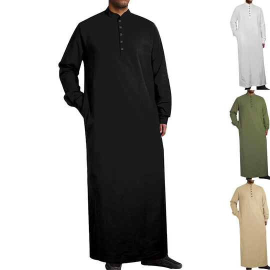 Herren moderner Kaftan mit Knopfleisten-Design und weichem Baumwollmaterial R&B