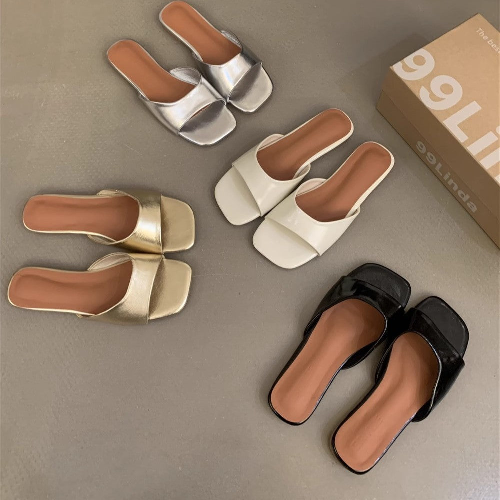 Damen modische Slide-Pantoletten mit elegantem Riemen und bequemer Fußbettgestaltung R&B