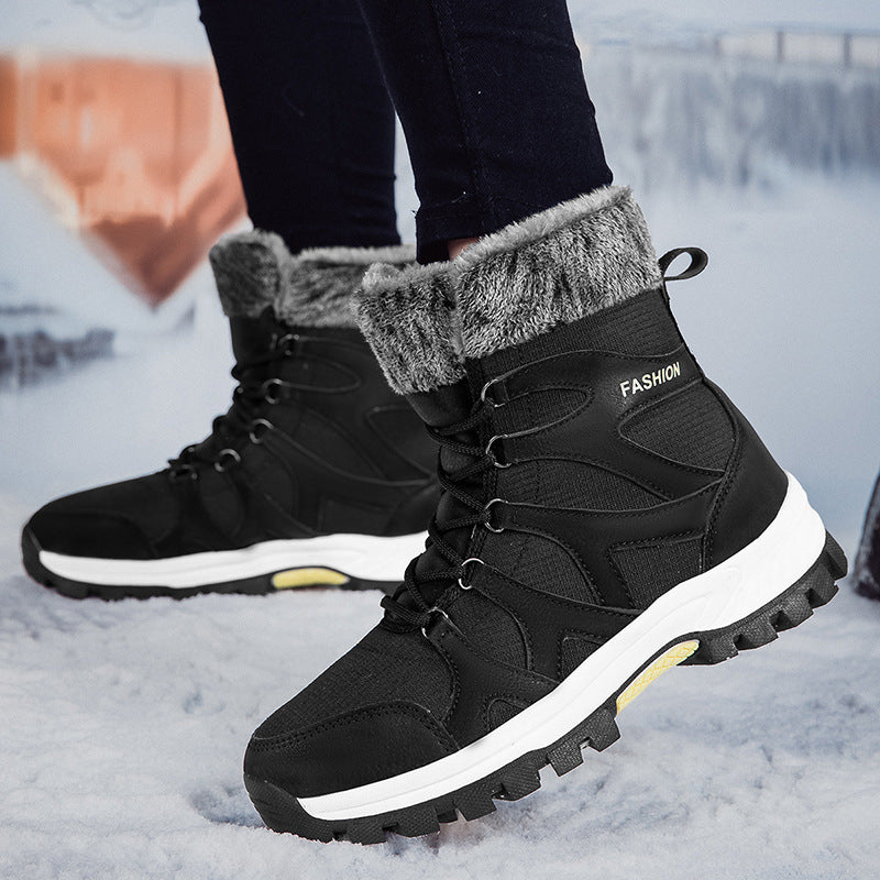 Damen isolierte Winterstiefel mit rutschfester Sohle und modischem Kunstfell