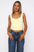 Damen figurbetontes Crop-Top mit breiten Trägern und V-Ausschnitt R&B