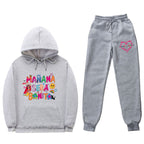 Damen Sweatshirt- und Jogginghose-Set mit buntem Aufdruck