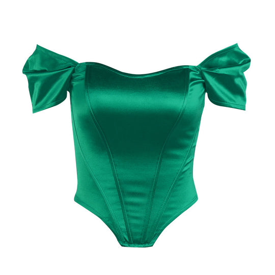 Damen elegantes Satin-Bustier mit Schulterdetails R&B