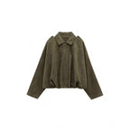 Damen modische Oversize-Jacke mit verstecktem Bund und Schulterdetails R&B