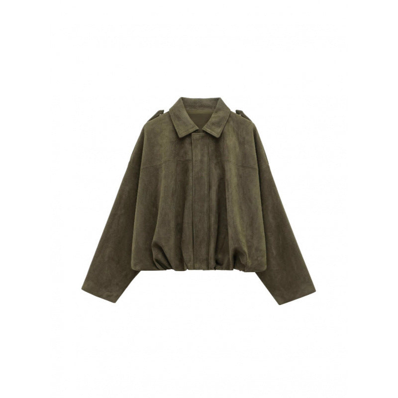 Damen modische Oversize-Jacke mit verstecktem Bund und Schulterdetails R&B