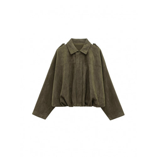 Damen modische Oversize-Jacke mit verstecktem Bund und Schulterdetails R&B