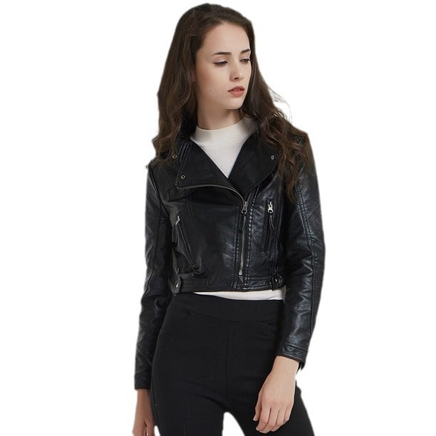Damen elegante Bikerjacke aus hochwertigem R&B