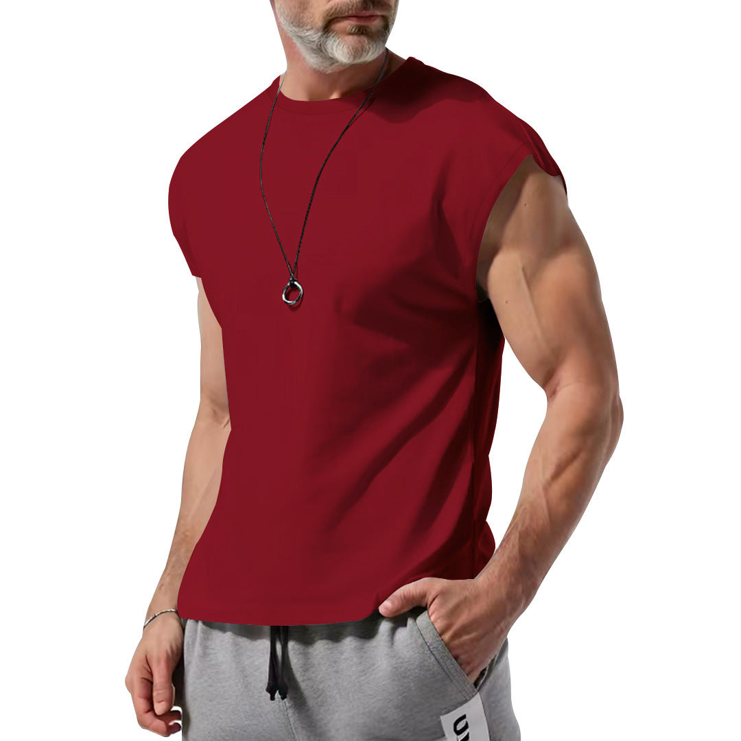 Herren nan athletisches abgeschnittenes Tanktop mit breiten Armöffnungen und Rundhalsausschnitt R&B