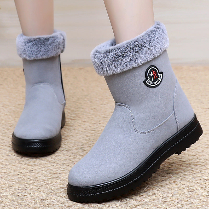 Damen Freizeit-Winterstiefel mit weichem Plüschkragen und rutschfester Sohle R&B