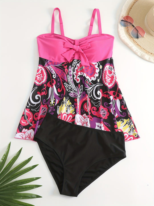 Damen Tankini Set mit verspieltem Druck und modischen Details R&B
