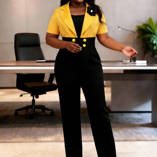Damen eleganter Jumpsuit mit tailliertem Design und auffälligen Details R&B