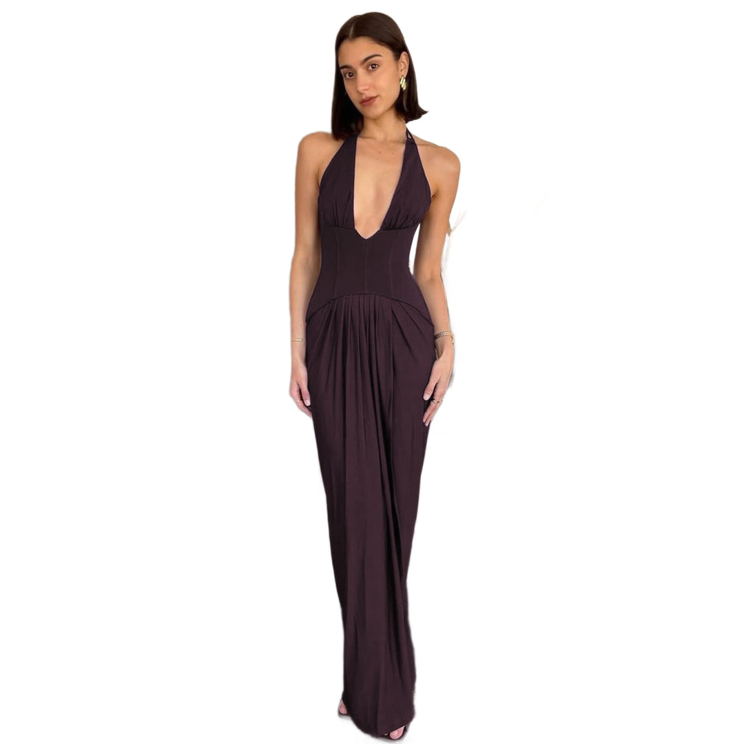 Damen Figurbetontes Abendkleid mit tiefem Ausschnitt und eleganter Drapierung R&B