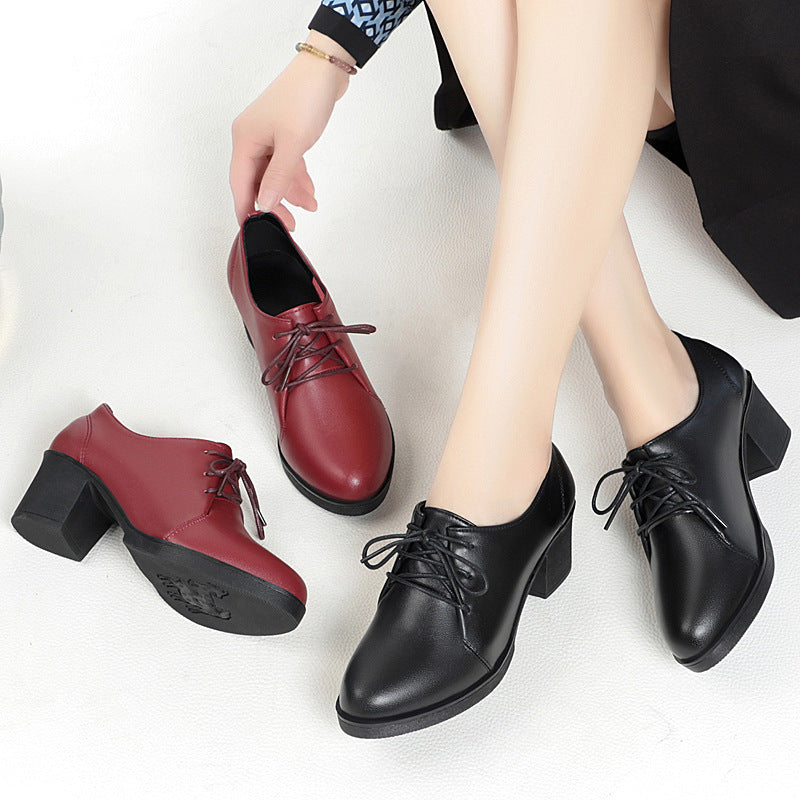 Damen Elegante Schnürschuhe mit bequemen Blockabsatz und modischem Obermaterial R&B