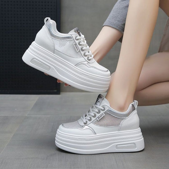 Damen Sportliche Plateau Sneakers mit atmungsaktiver Mesh-Oberfläche und schockabsorbierender Sohle R&B