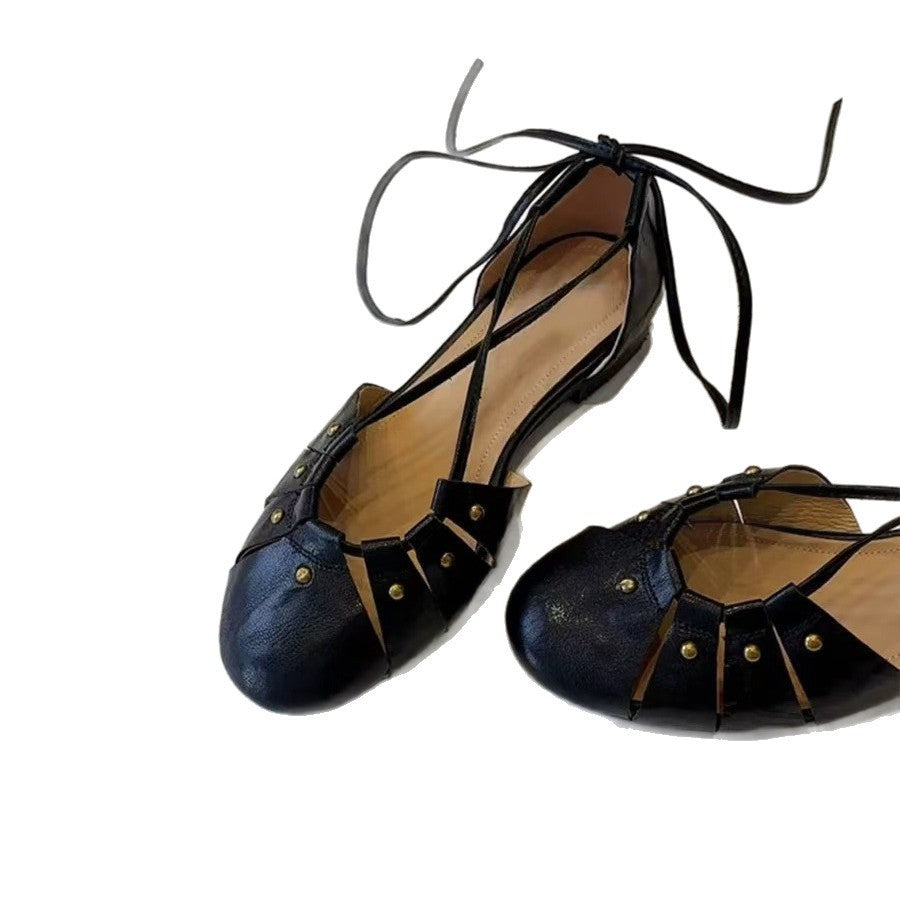 Damen Ballerina-Schuhe mit elegantem Riemendesign und modischen Nieten R&B