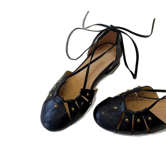 Damen Ballerina-Schuhe mit elegantem Riemendesign und modischen Nieten R&B